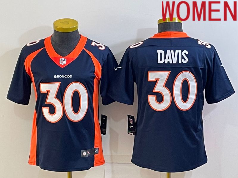 Women Denver Broncos 30 Davis Blue Nike Game 2022 NFL Jersey